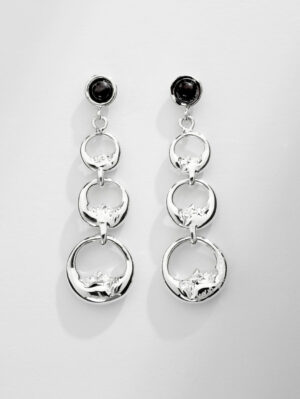 Three Moon Link Earrings