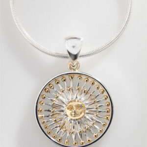 Marchena II Pendant. Sun pendant 22k gold on sterling silver by Sergio Bustamante.