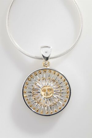 Marchena II Pendant. Sun pendant 22k gold on sterling silver by Sergio Bustamante.