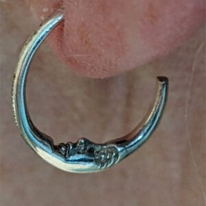 Sergio Bustamante Mini Moon Hoop Earrings Silver